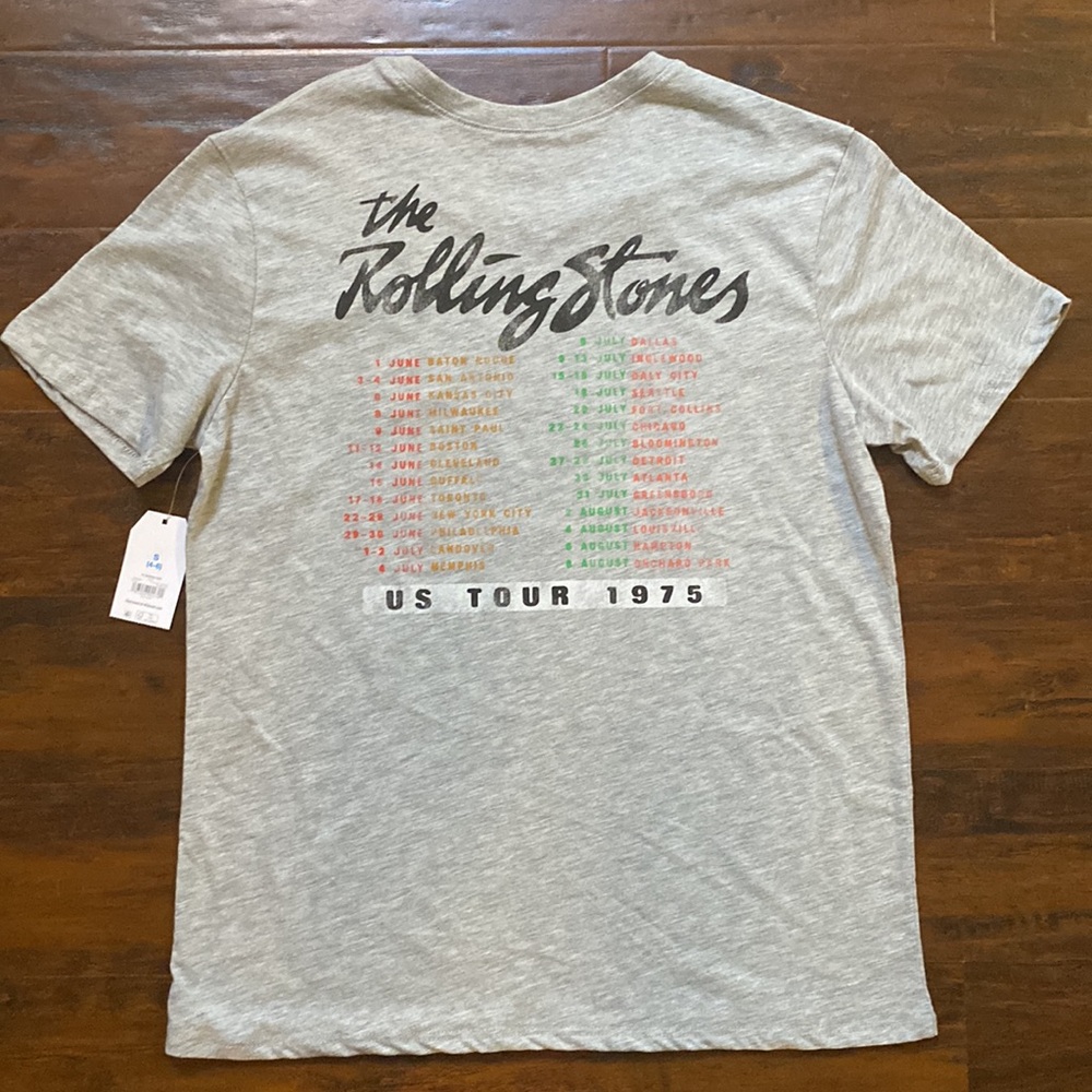 NWT Rolling Stones US Tour 1975 Grey Relaxed Fit Short Sleeve Tee Women's Small - Picture 5 of 6